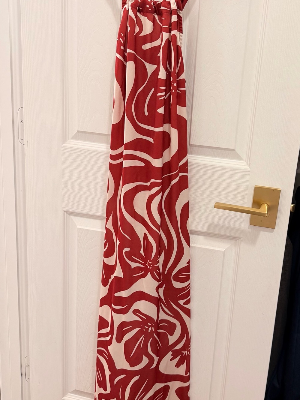 OndadeMar Red and Cream Abstract Stripe Skirt
